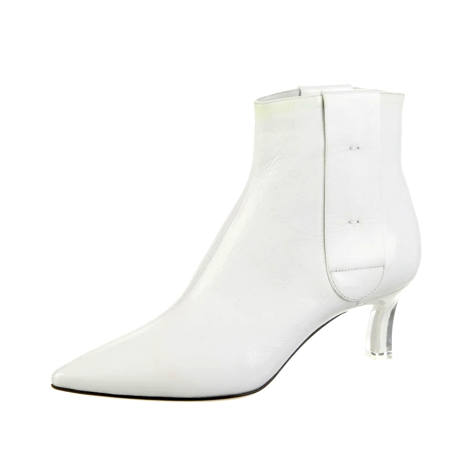 Casadei Booties Patent White Leather It39 1/2 Us9